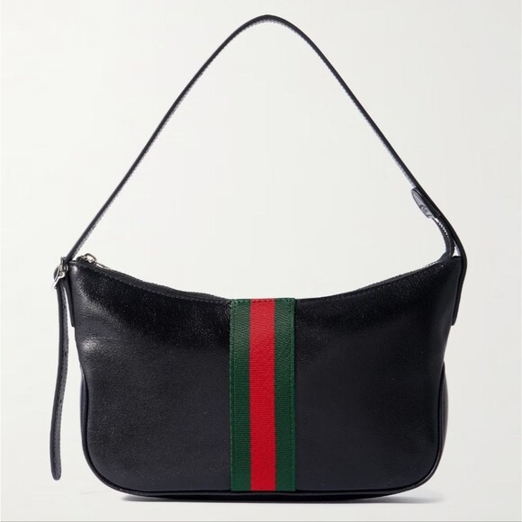 Gucci Handbags - Gucci Designer Lunetta leather Purse Trimmed Jacquard Shoulder Bag Green Red